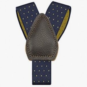 KK&Jay Supply Co Navy Gold Pindot Shirt Tail Garters Stays Suspenders Made USA